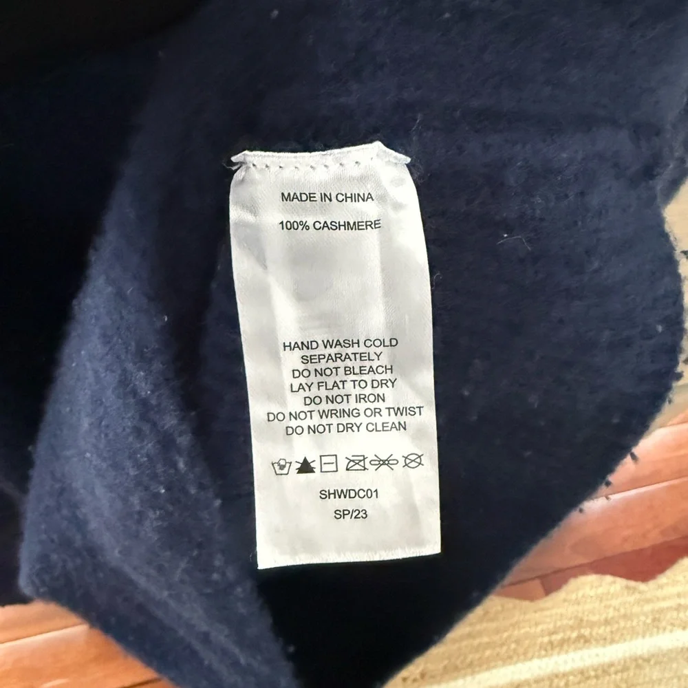 QUINCE Navy Cashmere Ribbed Sweater - Picture 4 of 4